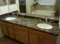 Lava Granite Bathroom Vanity with Undermount Sinks