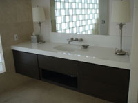 Caesarstone Blizzard Floating Bathroom Vanity with 3-inch Square Edge