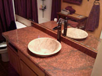 Red Dragon Granite with Granite Sink Bowl Inset into the Stone